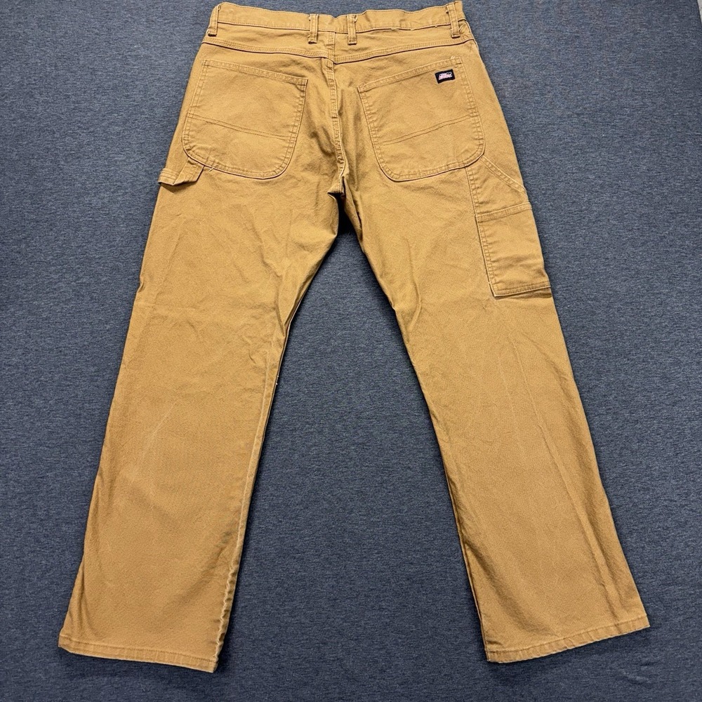 Dickies Carpenter Pants Mens 34x30 Duck Canvas Stretch Brown Utility Workwear